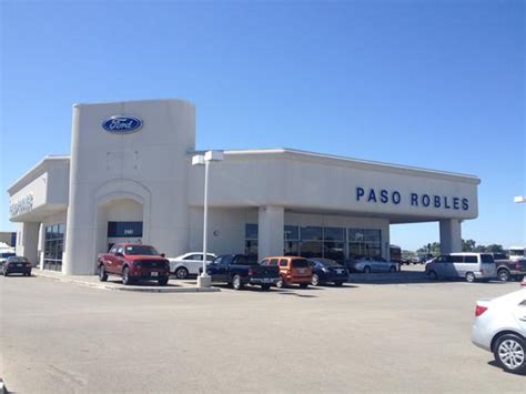 Paso robles ford - Paso Robles Ford. 2401 Oakwood Street Paso Robles, CA 93446-7196. Sales: 888-795-6998. Service: 888-542-1869. Parts: 888-973-3001. Get Directions. See All Department …